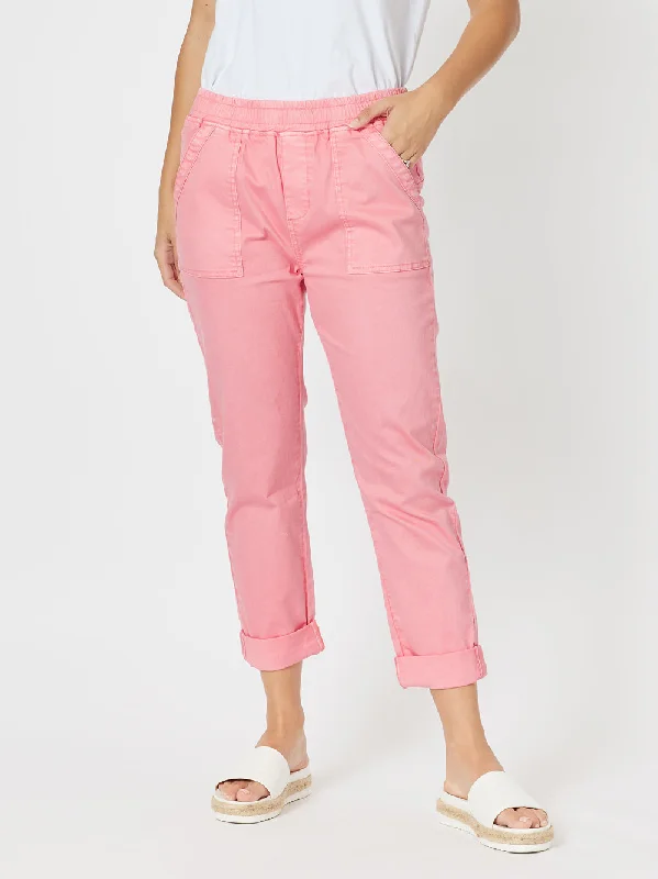 Isabella Cotton Pant - Pink Trendy Velvet Pants
