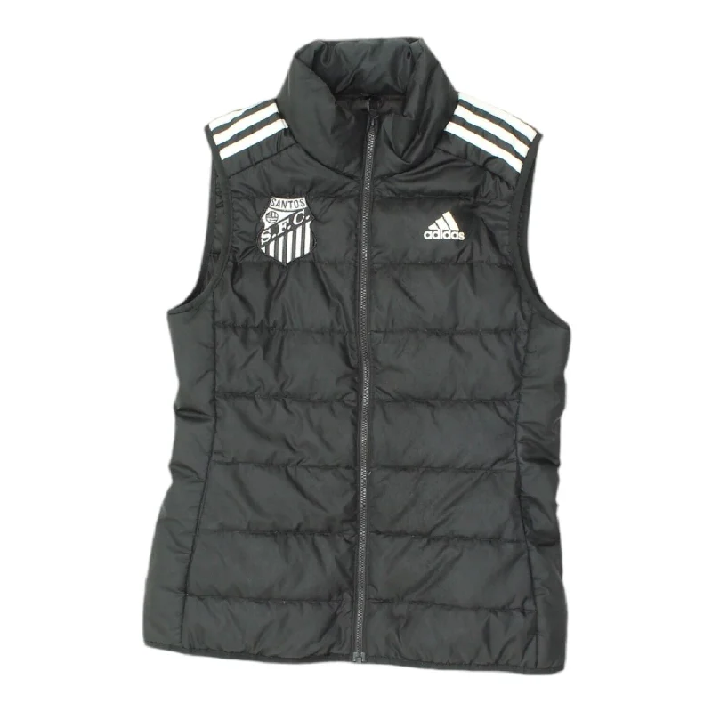 Santos Womens Black Adidas Puffer Gilet | Brazilian Football Sleeveless Jacket Jacket Blazer Coat