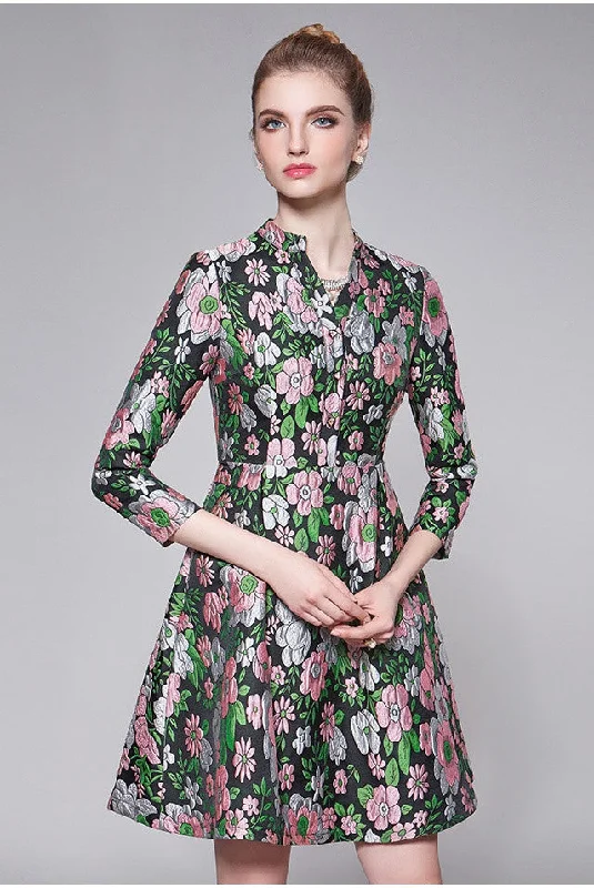 Floral A-Line Dress Tunics Velvet soft