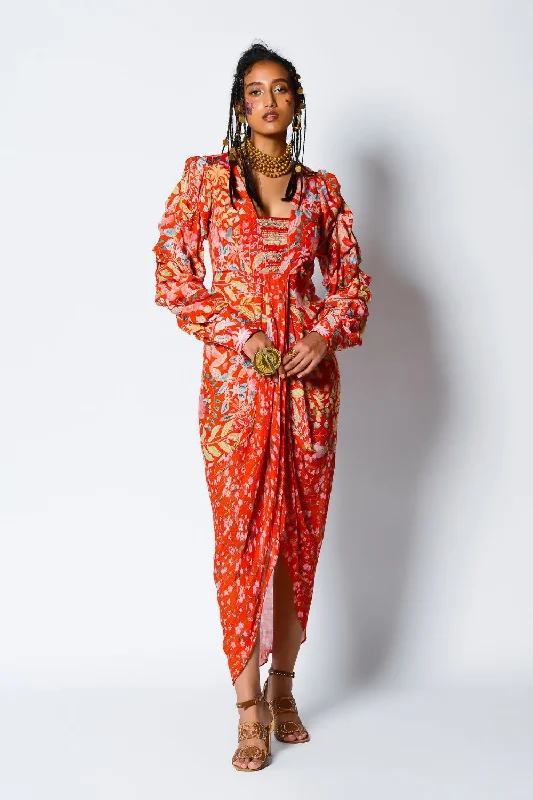 Blossom Drape Dress Tunics Trousers formal