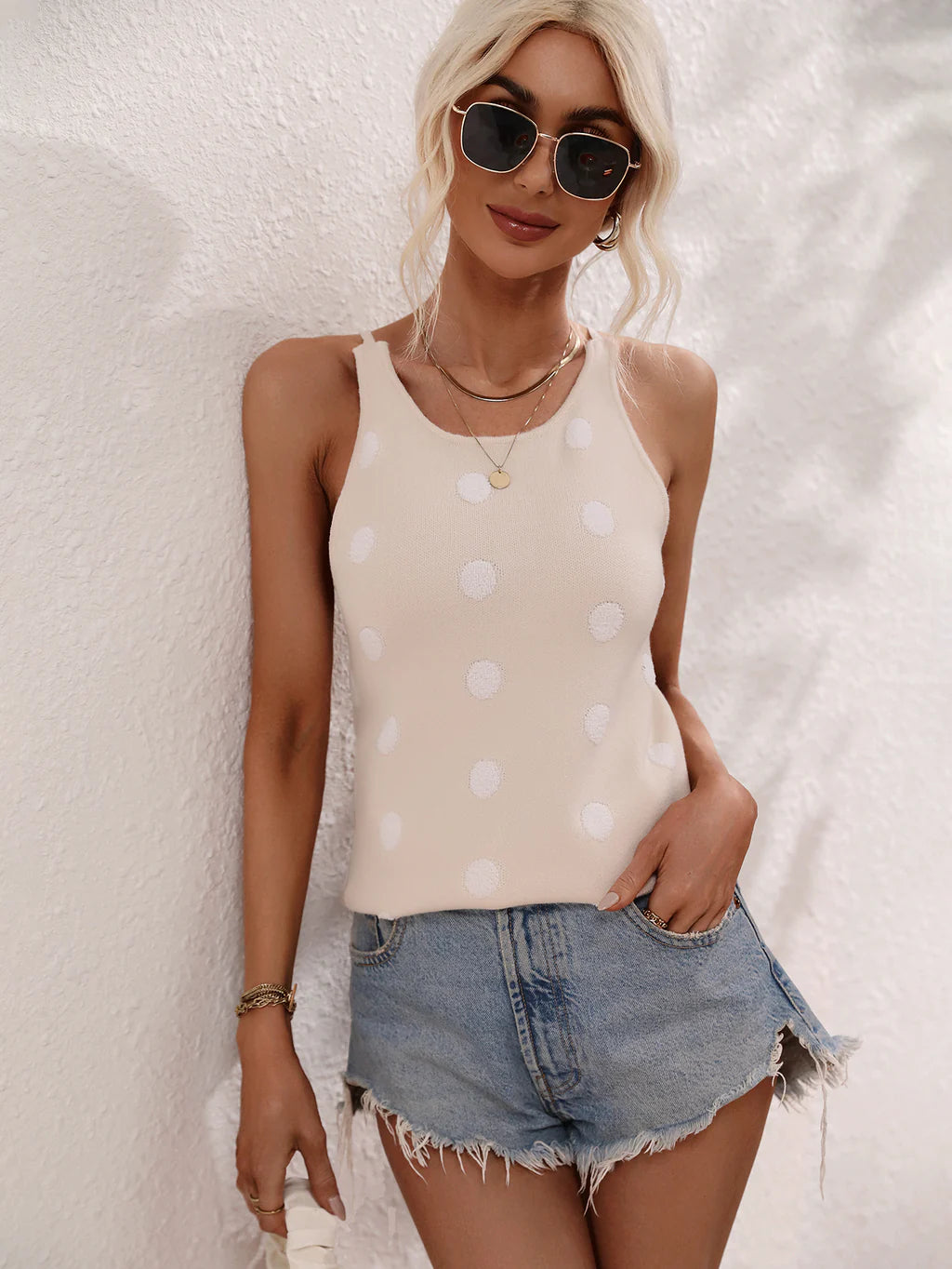 FASHION POLKA-DOT SLIM SWEATER Lightweight Heavyweight Midweight