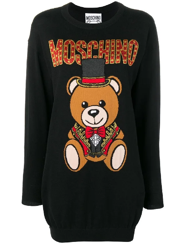teddy bear logo sweater dress Mesh Sweater Canvas Denim