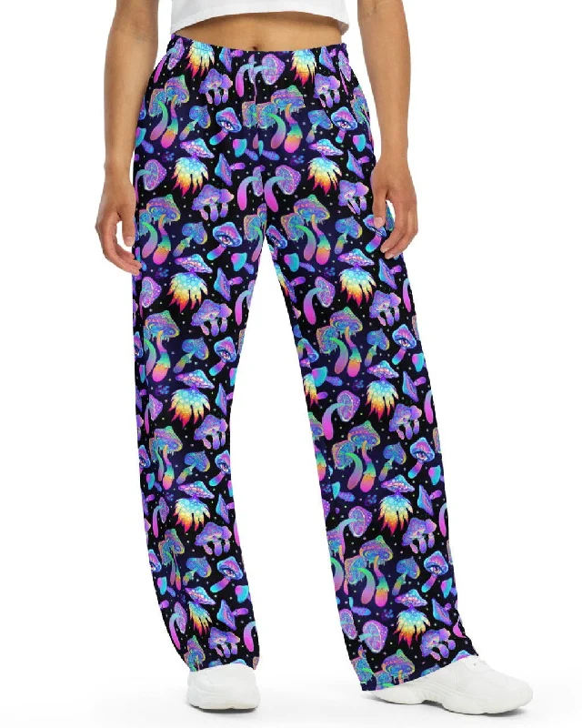 Shroomin Black Wide Leg Pants Trendy Printed Pants
