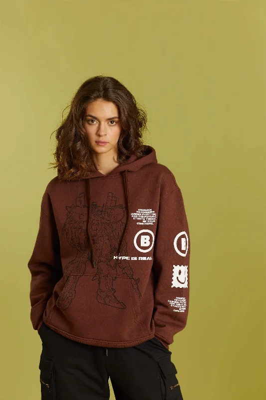 Hype Is Real Hoodie Hoodie with Rolled Sleeves Casual Relaxed