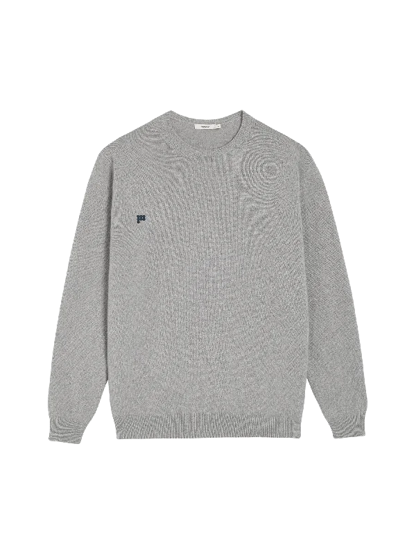 Womens Recycled Cashmere Crewneck Sweatshirt—pale grey melange Hoodie with Logo Branding Identity