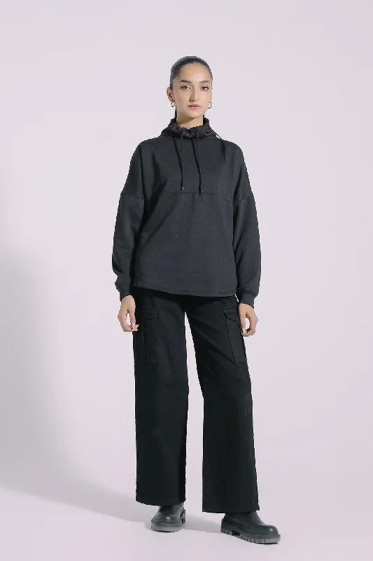SWEATSHIRT (E0602/108/901) Hoodie with Ribbed Hem Stretchable Secure
