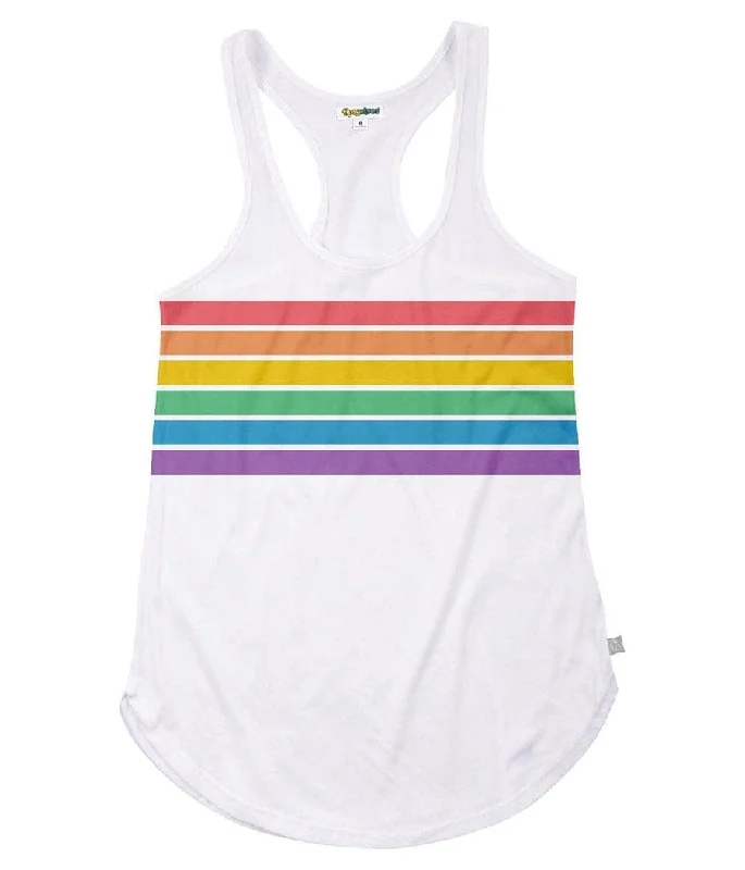 White Rainbow All the Way Racerback Tank Top loose fit tank