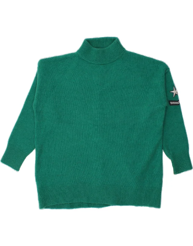 MINT VELVET Womens Turtle Neck Jumper Sweater UK 18 XL Green Polyamide Transparent Opaque Sheer