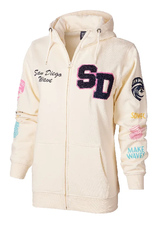 Women's San Diego Wave FC Patches Full Zip Hoodie Oversized Hoodie Comfort Casual