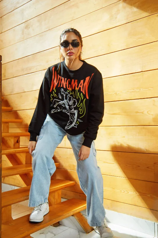 Wingman Sweatshirt Hoodie with Mock Neck Collared Structured