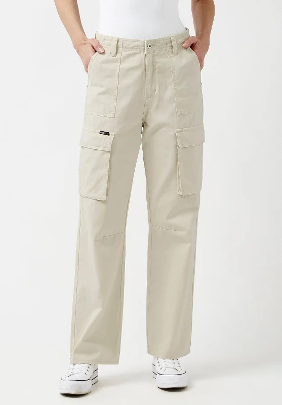 Low Rise Straight Gia Beige Cargo Pants - BL15915 Classic Stretch Pants