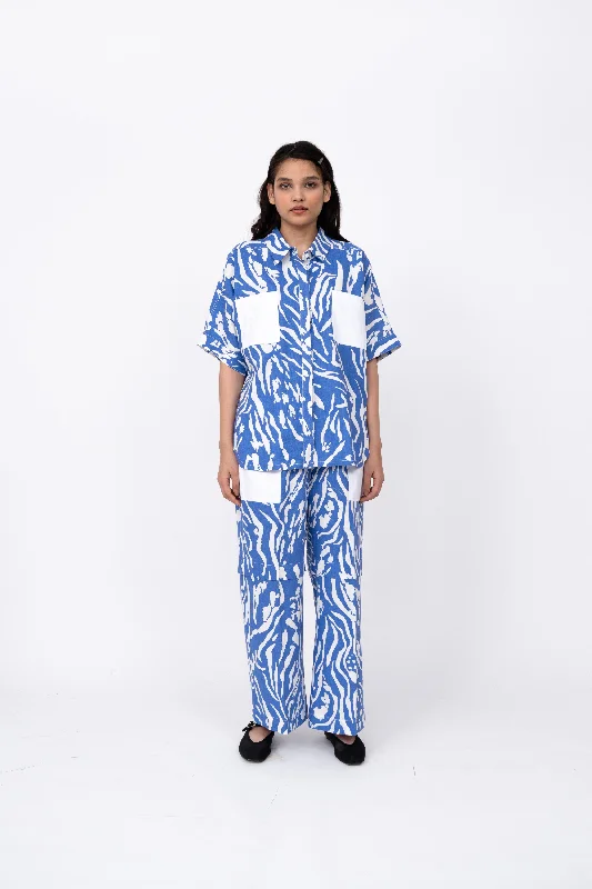 Blue Wave Pleated Day Pant Classic Cropped Pants