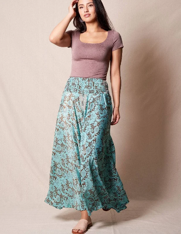 Zayna Palazzo Pants - Aqua Casual Drawstring Pants