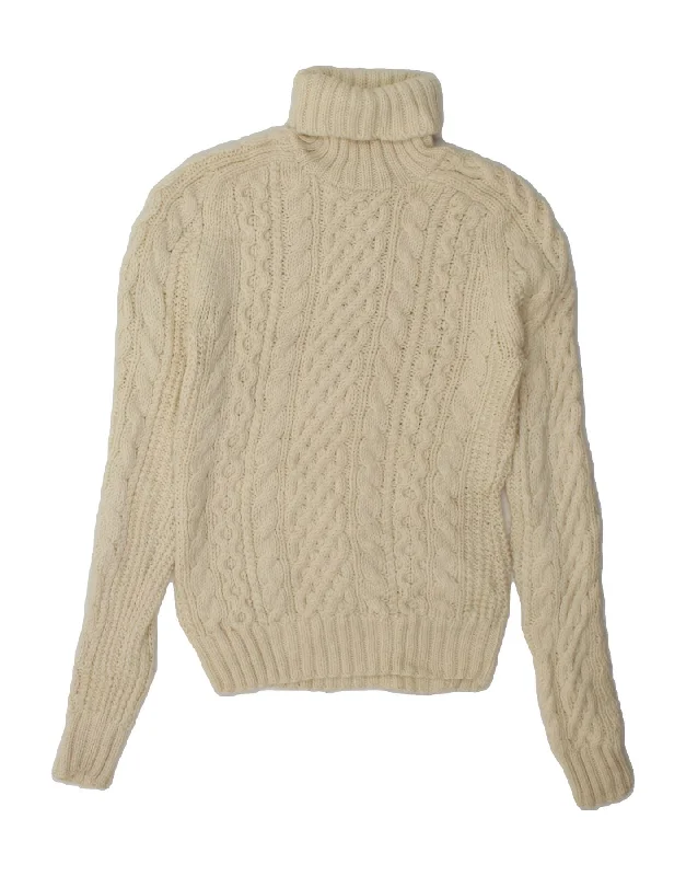 J. CREW Womens Roll Neck Jumper Sweater UK 12 Medium Off White Wool Boxy Sweater Fitted Sweater A-Line