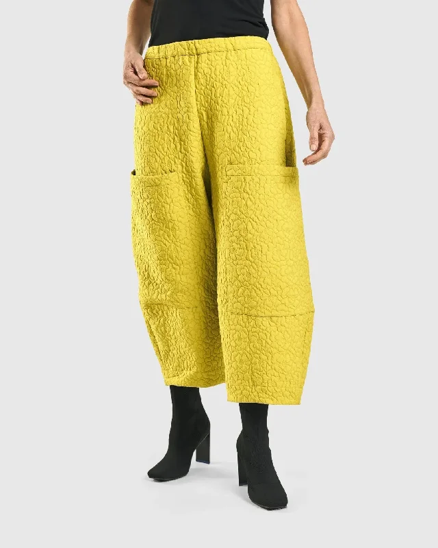 Jacquard Tapestry Pants, Yellow Slim-Fit Khaki Pants