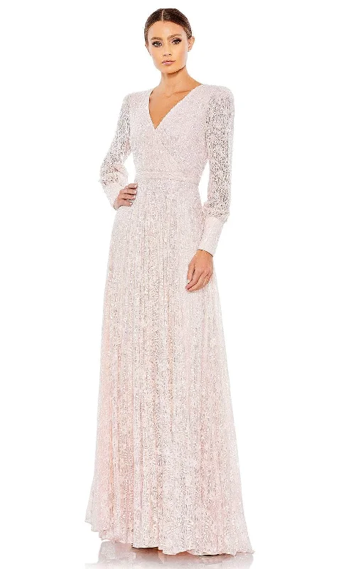 Mac Duggal 93679D - Button Embellished Train Dress empire Waist empire