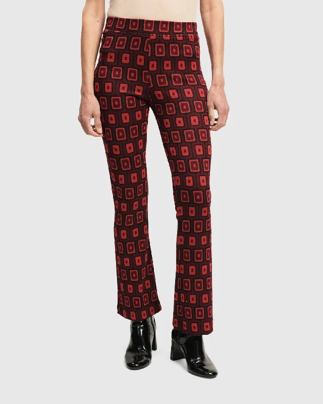 Dynamite Days Bell Bottom Pants, Red Stylish Slim Trousers