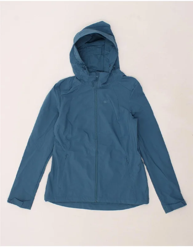 MOUNTAIN WAREHOUSE Womens Hooded Rain Jacket UK 10 Small Blue Polyester Cotton Jacket Linen Jacket Terry Jacket