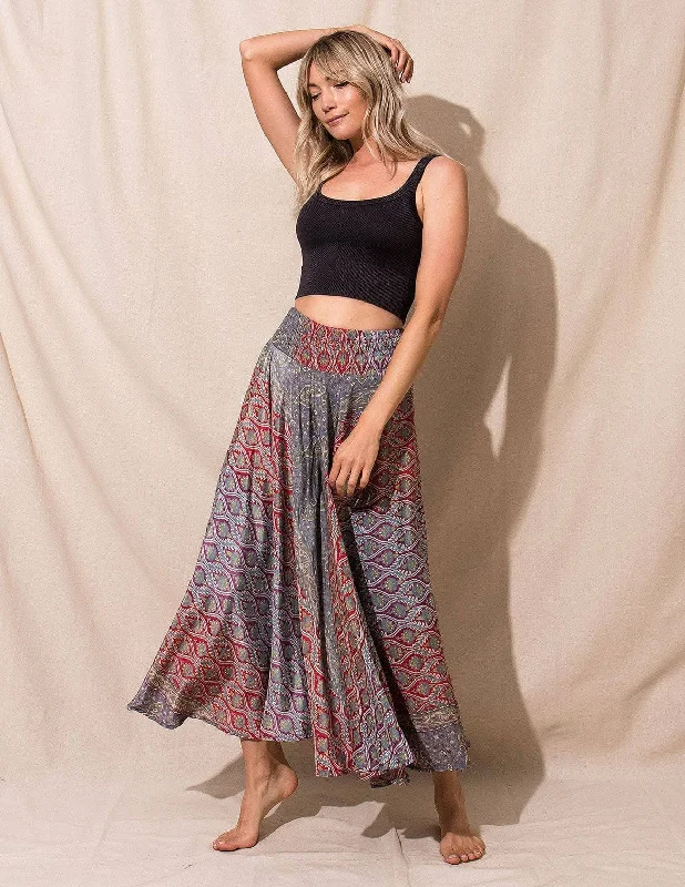 Zayna Silk Blend Palazzo Pants - Purple Haze Trendy Printed Pants