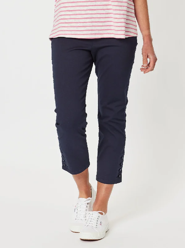 Charlie Cotton Twill Stretch Capri Pant - Navy Stretch Fit Pants