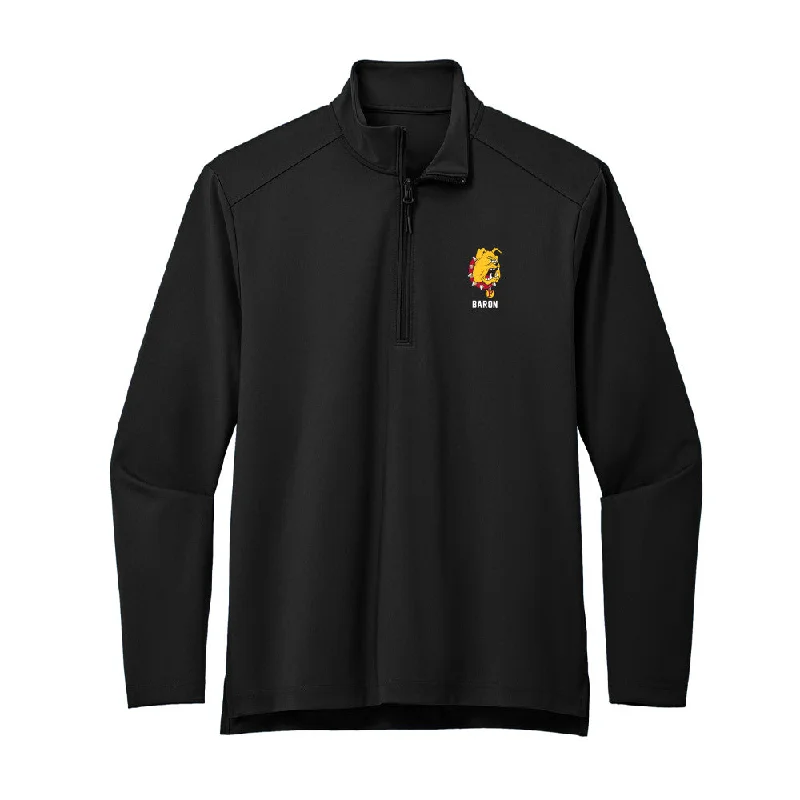 Ferris State - NCAA Women's Soccer : Isabella Baron - Premium Quarter Zip Jacket Satin Fabric Silk Fabric Chiffon Fabric Ferris State - NCAA Women's Soccer : Isabella Baron - Premium Quarter Zip Jacket Satin Fabric Silk Fabric Chiffon Fabric