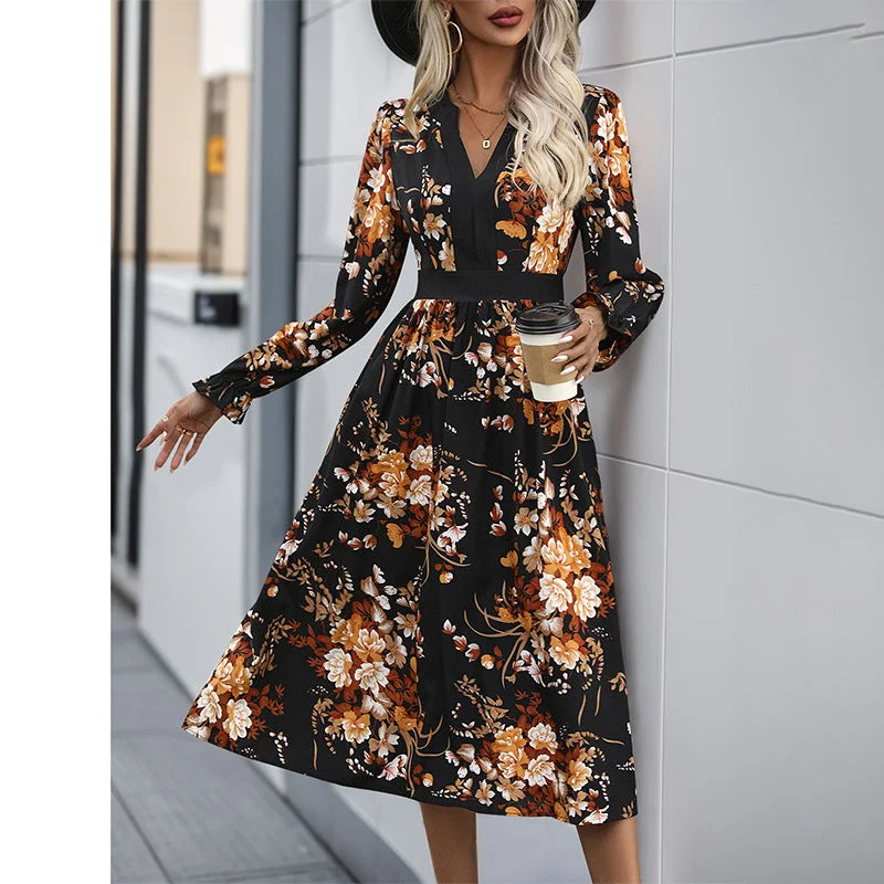 IKEARLAX New Hot Trade Wholesale Hot Sale Women's Clothing an, n Fashion Printing Medium and Long Autumn Dresses Tunics Sophisticated sleek IKEARLAX New Hot Trade Wholesale Hot Sale Women's Clothing an, n Fashion Printing Medium and Long Autumn Dresses Tunics Sophisticated sleek