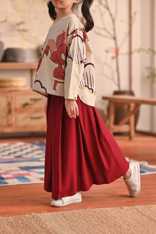 The Heiwa A-Line Skirt - Maroon low waist skirt