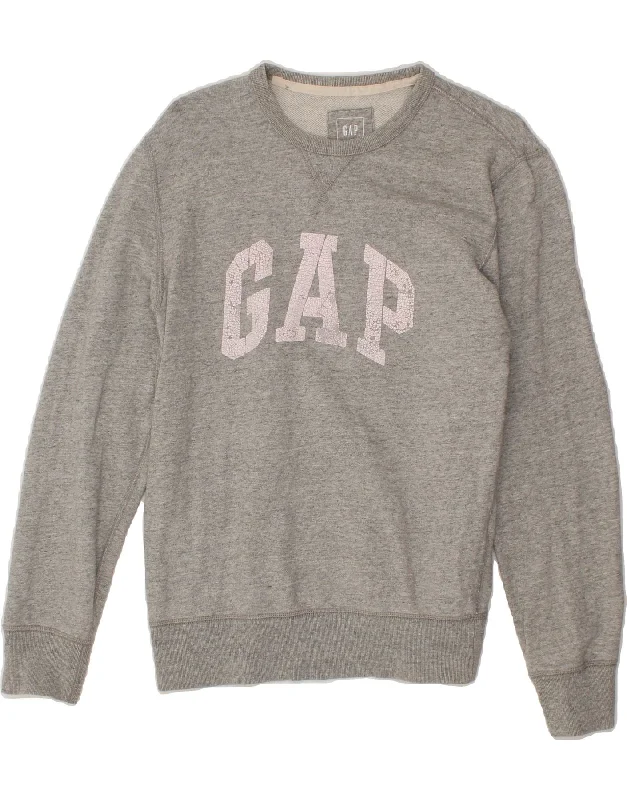 GAP Womens Graphic Sweatshirt Jumper UK 10 Small Grey Cotton Hoodie Sweatshirt Pullover