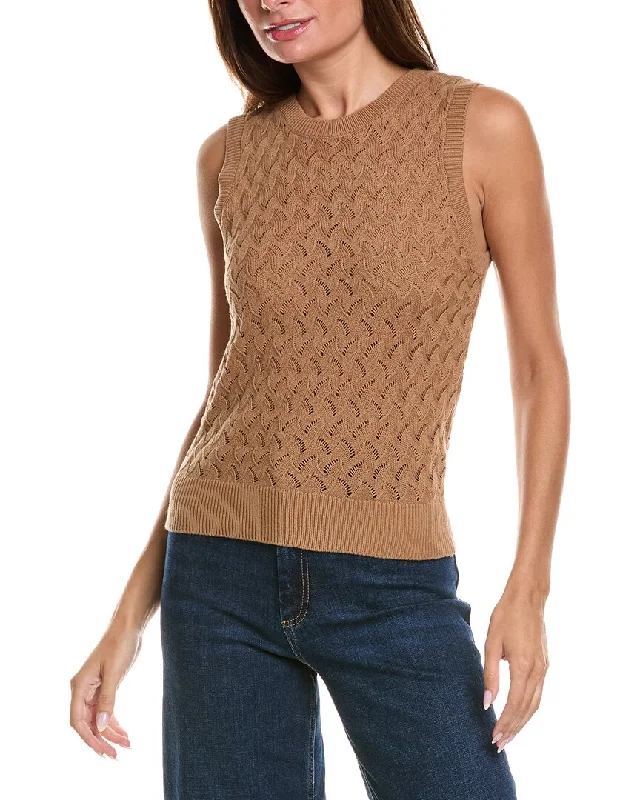 Minnie Rose Pointelle Crop Cashmere-Blend Tank long tank top