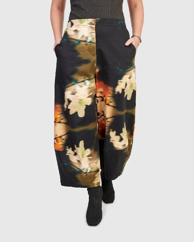 Mignonette Wide Leg Pants, Floral Relaxed Linen Pants