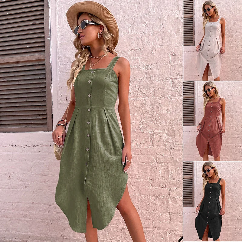 IKEARLAX women's clothing is hot in in summer, and the suspender is irregular backless cotton and linen dress. Cowl Neckline Elegant IKEARLAX women's clothing is hot in in summer, and the suspender is irregular backless cotton and linen dress. Cowl Neckline Elegant