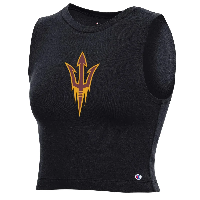 ASU Pitchfork Ladies Crop Tank BLK athletic tank top