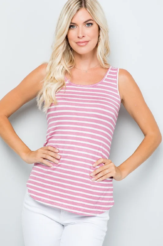 Full Size Backside Bow Tie Striped Tank breathable tank top