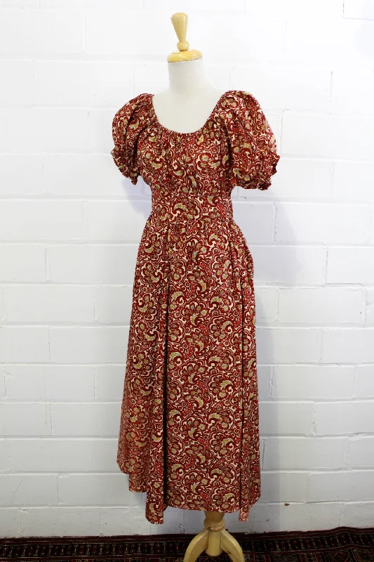 Vintage 1970s Paisley Print Cotton Top and Maxi Skirt, Small leather skirt modern