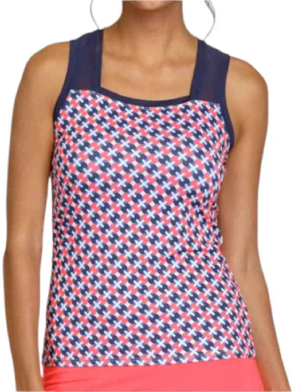 Rumary Racerback Tank Top In Pink/navy baby blue tank