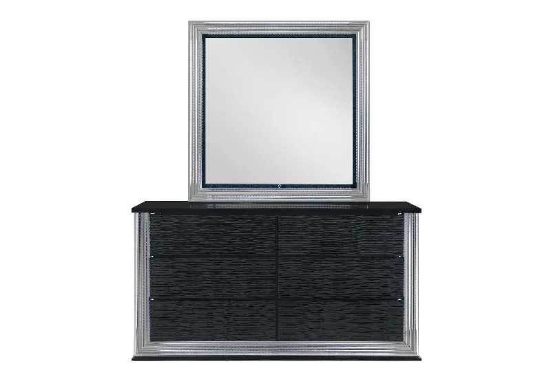 YLIME WAVY BLACK DRESSER WITH LED Tunics Sophisticated sleek