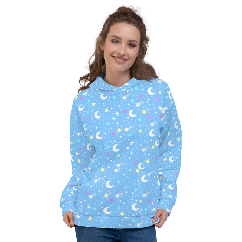 Starry Glitter Blue Unisex Hoodie Oversized Hoodie Comfort Casual