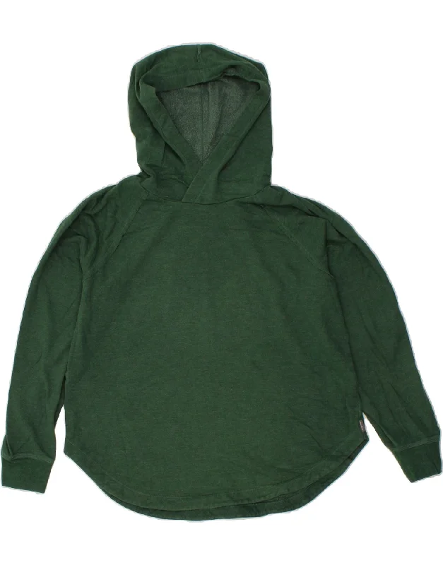 EDDIE BAUER Womens Hoodie Jumper UK 14 Medium Green Cotton Hoodie with Hidden Zipper Minimalist Clean