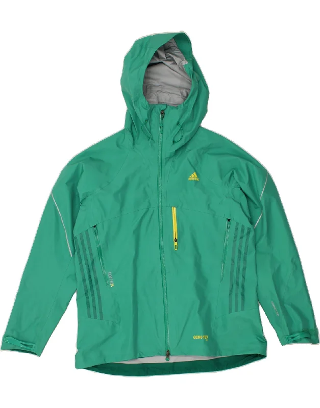 ADIDAS Womens Hooded Rain Jacket UK 20 2XL Green Polyamide Insulated Jacket Fitted Jacket Loose Jacket