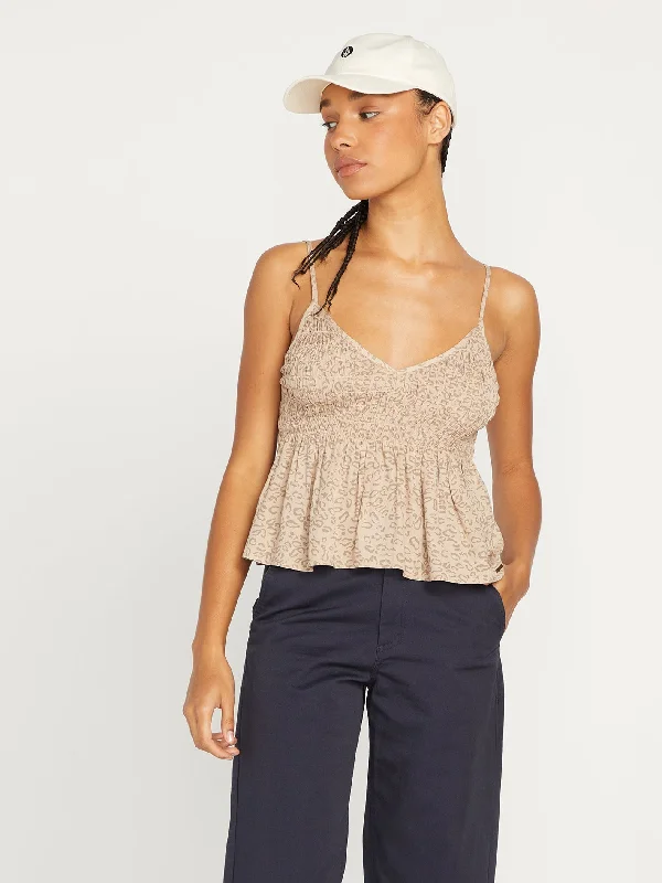 Cha Cha Ching Cami Tank - Taupe high neck tank