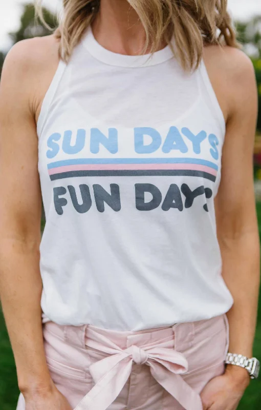 Peachy Party Graphic Tank In Ivory "sundays Fun Days" essential tank top