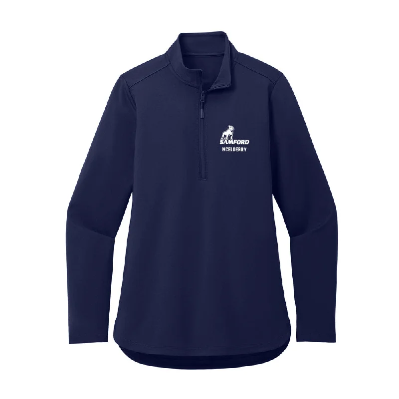 Samford - NCAA Women's Soccer : Brigid McElderry - Women's Premium Quarter Zip Jacket Zippered Front Buttoned Front Snap Front Samford - NCAA Women's Soccer : Brigid McElderry - Women's Premium Quarter Zip Jacket Zippered Front Buttoned Front Snap Front