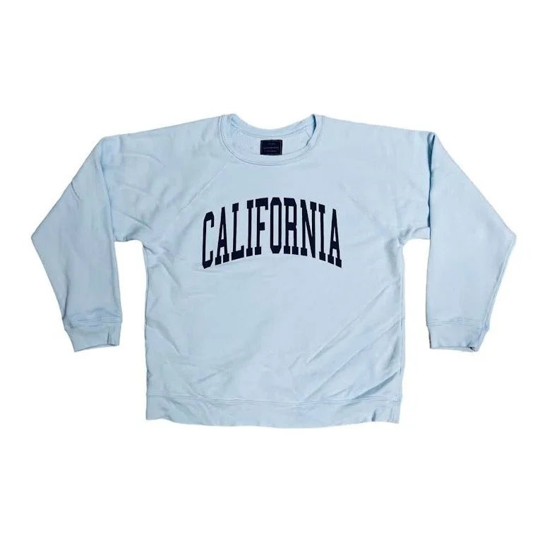 UNISEX VINTAGE BLUE CALIFORNIA SWEATSHIRT Hoodie with Zipper Placket Modern Functional