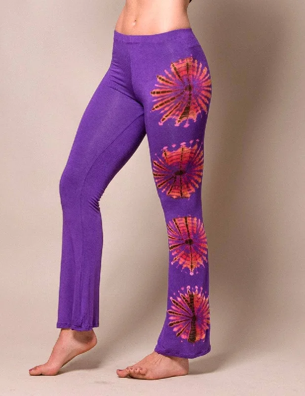 Tie-Dye Flare Pants - Purple Trendy Work Pants