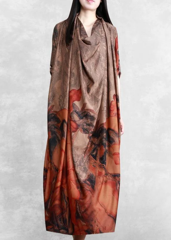 Italian Chocolate Print Clothes Women Asymmetric A Line Dress