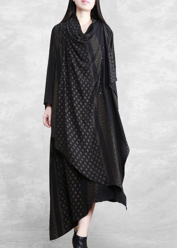 Classy Patchwork Tunics Outfits Chocolate Print A Line Dresses