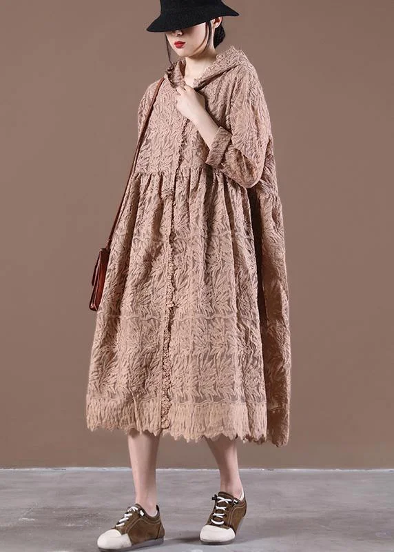 2024 Hooded Spring Tunic Dress Loose Lace dresses