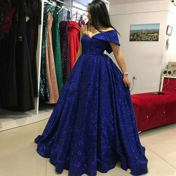 Luxury Dark Royal Blue Evening Gowns Off Shoulder Bling Bling Ball Gown Evening prom Dresses cg11991 Luxury Dark Royal Blue Evening Gowns Off Shoulder Bling Bling Ball Gown Evening prom Dresses cg11991