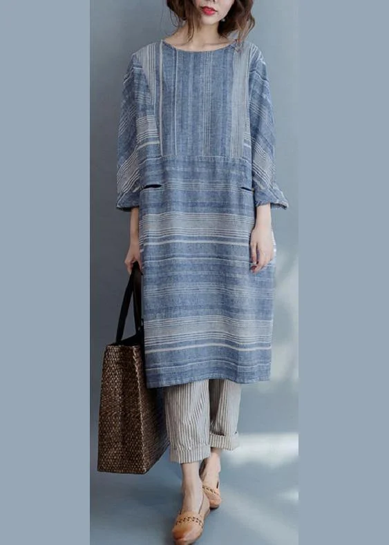 Stylish U Neck Dress Patchwork Pockets Spring Dresses
