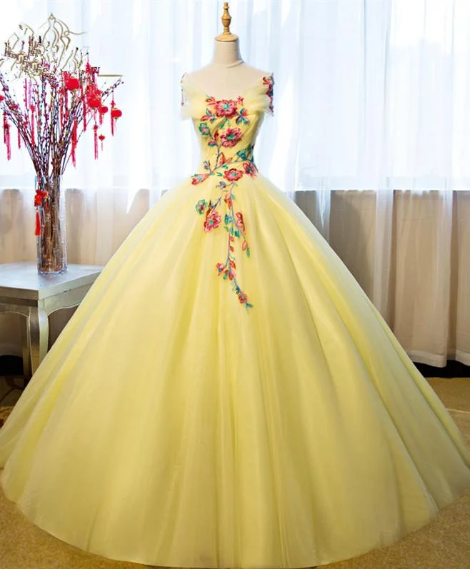 Gorgeous Yellow Tulle Ball Gown Sweet 16 Dress, Yellow Quinceanera Dress prom dress formal gown cg11895 Gorgeous Yellow Tulle Ball Gown Sweet 16 Dress, Yellow Quinceanera Dress prom dress formal gown cg11895